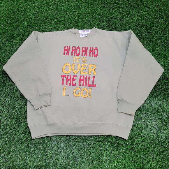 Vintage 1992 Over the Hill Getting Old Sweatshirt XL 25x26 Cropped Baggy USA - Picture 1 of 10